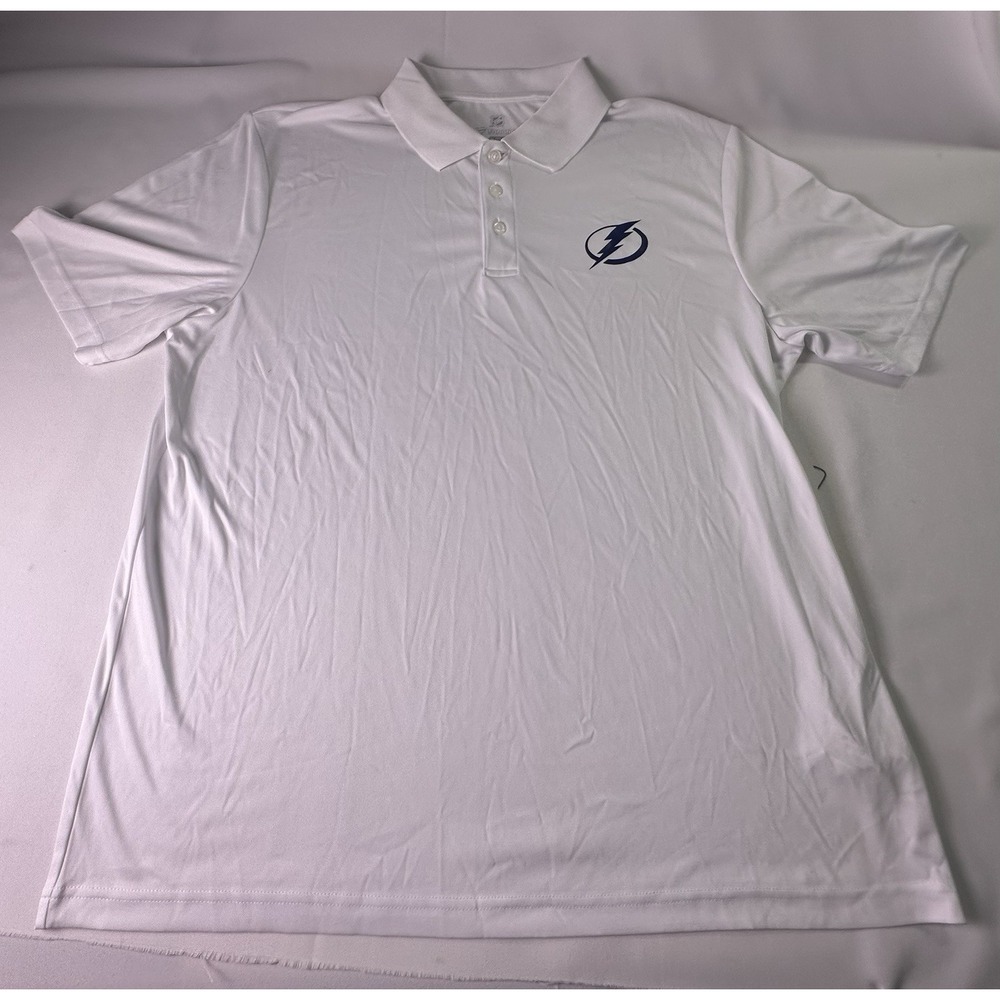 Tampa Bay Lightning Shirt‎ Mens XL White NHL Hockey Short Sleeve Polo Golf